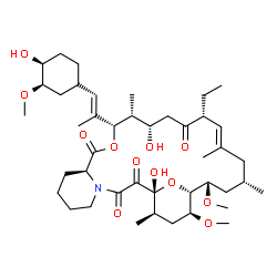 ChemSpider 2D Image | (1R,9S,12S,13R,14S,17R,18E,21S,23S,24R,25S,27R)-17-Ethyl-1,14-dihydroxy-12-{(1E)-1-[(1R,3R,4S)-4-hydroxy-3-methoxycyclohexyl]-1-propen-2-yl}-23,25-dimethoxy-13,19,21,27-tetramethyl-11,28-dioxa-4-azatr
icyclo[22.3.1.0~4,9~]octacos-18-ene-2,3,10,16-tetrone | C43H69NO12