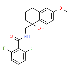 ChemSpider 2D Image | 2-Chloro-6-fluoro-N-[(1-hydroxy-6-methoxy-1,2,3,4-tetrahydro-1-naphthalenyl)methyl]benzamide | C19H19ClFNO3
