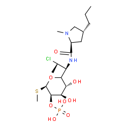ChemSpider 2D Image | Methyl 5-[(1S,2S)-2-chloro-1-{[(4R)-1-methyl-4-propyl-L-prolyl]amino}propyl]-2-O-phosphono-1-thio-beta-L-lyxopyranoside | C18H34ClN2O8PS