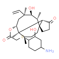 ChemSpider 2D Image | (1S,2R,3S,4S,6R,7R,8R,14R)-3-Hydroxy-2,4,7,14-tetramethyl-9-oxo-4-vinyltricyclo[5.4.3.0~1,8~]tetradec-6-yl [(4-amino-2-hydroxycyclohexyl)sulfanyl]acetate | C28H45NO5S