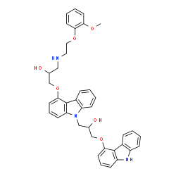 ChemSpider 2D Image | 1-(9H-CARBAZOL-4-YLOXY)-3-(4-(2-HYDROXY-3-((2-(2-METHOXYPHENOXY)ETHYL)AMINO)PROPOXY)-9H-CARBAZOL-9-YL)PROPAN-2-OL | C39H39N3O6
