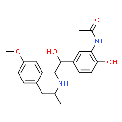 ChemSpider 2D Image | N-[2-Hydroxy-5-(1-hydroxy-2-{[1-(4-methoxyphenyl)-2-propanyl]amino}ethyl)phenyl]acetamide | C20H26N2O4