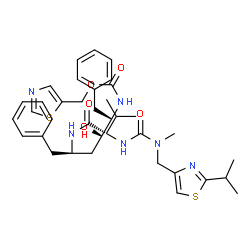 ChemSpider 2D Image | THIAZOL-5-YLMETHYL (2S,3R,5R)-3-HYDROXY-5-((S)-2-(3-((2-ISOPROPYLTHIAZOL-4-YL)METHYL)-3-METHYLUREIDO(-3-METHYLBUTANAMIDO)-1,6-DIPHENYLHEXAN-2-YLCARBAMATE | C37H48N6O5S2
