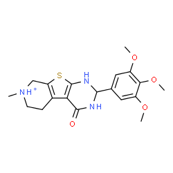 ChemSpider 2D Image | 7-Methyl-4-oxo-2-(3,4,5-trimethoxyphenyl)-1,2,3,4,5,6,7,8-octahydropyrido[4',3':4,5]thieno[2,3-d]pyrimidin-7-ium | C19H24N3O4S
