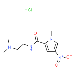 ChemSpider 2D Image | N-[2-(Dimethylamino)ethyl]-1-methyl-4-nitro-1H-pyrrole-2-carboxamide hydrochloride (1:1) | C10H17ClN4O3