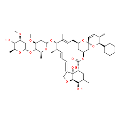 ChemSpider 2D Image | (1'R,2S,4'S,5S,6R,8'R,10'E,12'S,13'S,14'E,16'E,20'R,24'S)-6-Cyclohexyl-21',24'-dihydroxy-5,11',13',22'-tetramethyl-2'-oxo-5,6-dihydrospiro[pyran-2,6'-[3,7,19]trioxatetracyclo[15.6.1.1~4,8~.0~20,24~]pe
ntacosa[10,14,16,22]tetraen]-12'-yl 2,6-dideoxy-4-O-(2,6-dideoxy-3-O-methyl-alpha-L-arabino-hexopyranosyl)-3-O-methyl-beta-L-lyxo-hexopyranoside | C50H74O14