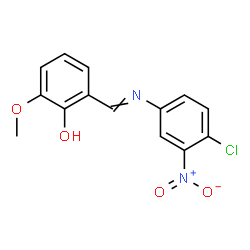 ChemSpider 2D Image | 2-{[(4-Chloro-3-nitrophenyl)imino]methyl}-6-methoxyphenol | C14H11ClN2O4