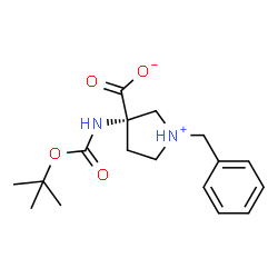 ChemSpider 2D Image | (3S)-1-Benzyl-3-({[(2-methyl-2-propanyl)oxy]carbonyl}amino)-3-pyrrolidiniumcarboxylate | C17H24N2O4