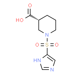 ChemSpider 2D Image | (3R)-1-(1H-Imidazol-4-ylsulfonyl)-3-piperidinecarboxylic acid | C9H13N3O4S