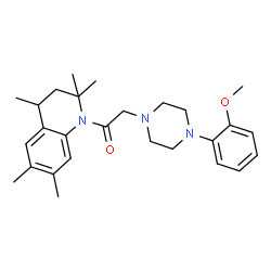 ChemSpider 2D Image | 2-[4-(2-Methoxyphenyl)-1-piperazinyl]-1-(2,2,4,6,7-pentamethyl-3,4-dihydro-1(2H)-quinolinyl)ethanone | C27H37N3O2