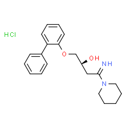ChemSpider 2D Image | (2S)-1-(2-Biphenylyloxy)-4-imino-4-(1-piperidinyl)-2-butanol hydrochloride (1:1) | C21H27ClN2O2