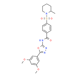 ChemSpider 2D Image | N-[5-(3,5-Dimethoxyphenyl)-1,3,4-oxadiazol-2-yl]-4-[(2-methyl-1-piperidinyl)sulfonyl]benzamide | C23H26N4O6S