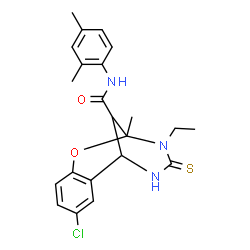 ChemSpider 2D Image | 4-Chloro-N-(2,4-dimethylphenyl)-10-ethyl-9-methyl-11-thioxo-8-oxa-10,12-diazatricyclo[7.3.1.0~2,7~]trideca-2,4,6-triene-13-carboxamide | C22H24ClN3O2S