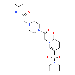 ChemSpider 2D Image | 2-(4-{[5-(Diethylsulfamoyl)-2-oxo-1(2H)-pyridinyl]acetyl}-1-piperazinyl)-N-isopropylacetamide | C20H33N5O5S