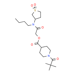 ChemSpider 2D Image | 2-[Butyl(1,1-dioxidotetrahydro-3-thiophenyl)amino]-2-oxoethyl 1-(2,2-dimethylpropanoyl)-4-piperidinecarboxylate | C21H36N2O6S