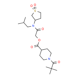 ChemSpider 2D Image | 2-[(1,1-Dioxidotetrahydro-3-thiophenyl)(isobutyl)amino]-2-oxoethyl 1-(2,2-dimethylpropanoyl)-4-piperidinecarboxylate | C21H36N2O6S