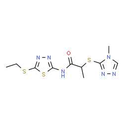 ChemSpider 2D Image | N-[5-(Ethylsulfanyl)-1,3,4-thiadiazol-2-yl]-2-[(4-methyl-4H-1,2,4-triazol-3-yl)sulfanyl]propanamide | C10H14N6OS3