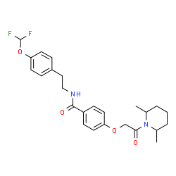 ChemSpider 2D Image | N-{2-[4-(Difluoromethoxy)phenyl]ethyl}-4-[2-(2,6-dimethyl-1-piperidinyl)-2-oxoethoxy]benzamide | C25H30F2N2O4