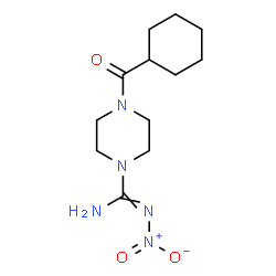 ChemSpider 2D Image | 4-(Cyclohexylcarbonyl)-N'-nitro-1-piperazinecarboximidamide | C12H21N5O3
