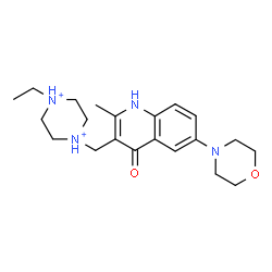 ChemSpider 2D Image | 1-Ethyl-4-{[2-methyl-6-(4-morpholinyl)-4-oxo-1,4-dihydro-3-quinolinyl]methyl}piperazinediium | C21H32N4O2