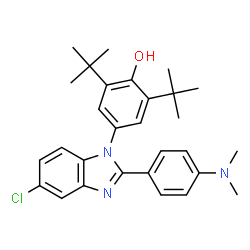 ChemSpider 2D Image | 4-{5-Chloro-2-[4-(dimethylamino)phenyl]-1H-benzimidazol-1-yl}-2,6-bis(2-methyl-2-propanyl)phenol | C29H34ClN3O