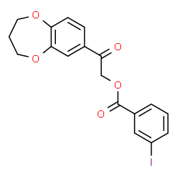 ChemSpider 2D Image | 2-(3,4-Dihydro-2H-1,5-benzodioxepin-7-yl)-2-oxoethyl 3-iodobenzoate | C18H15IO5