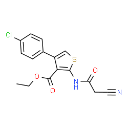 ChemSpider 2D Image | ethyl 4-(4-chlorophenyl)-2-(2-cyanoacetamido)thiophene-3-carboxylate | C16H13ClN2O3S