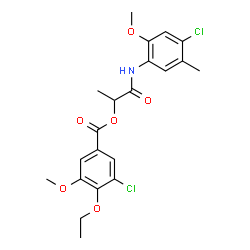 ChemSpider 2D Image | 1-[(4-Chloro-2-methoxy-5-methylphenyl)amino]-1-oxo-2-propanyl 3-chloro-4-ethoxy-5-methoxybenzoate | C21H23Cl2NO6