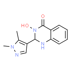 ChemSpider 2D Image | 2-(1,5-dimethylpyrazol-4-yl)-3-hydroxy-1,2-dihydroquinazolin-4-one | C13H14N4O2
