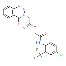 ChemSpider 2D Image | 2-{[4-Chloro-2-(trifluoromethyl)phenyl]amino}-2-oxoethyl (4-oxo-1,2,3-benzotriazin-3(4H)-yl)acetate | C18H12ClF3N4O4