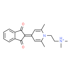 ChemSpider 2D Image | 2-[4-(1,3-Dioxo-1,3-dihydro-2H-inden-2-ylidene)-2,6-dimethyl-1(4H)-pyridinyl]-N,N-dimethylethanaminium | C20H23N2O2
