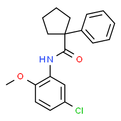 ChemSpider 2D Image | N-(5-Chloro-2-methoxyphenyl)-1-phenylcyclopentanecarboxamide | C19H20ClNO2