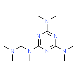 ChemSpider 2D Image | N~2~-[(Dimethylamino)methyl]-N~2~,N~4~,N~4~,N~6~,N~6~-pentamethyl-1,3,5-triazine-2,4,6-triamine | C11H23N7