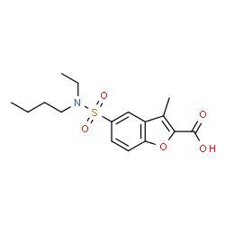 ChemSpider 2D Image | 5-[Butyl(ethyl)sulfamoyl]-3-methyl-1-benzofuran-2-carboxylic acid | C16H21NO5S
