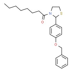 ChemSpider 2D Image | 1-{2-[4-(Benzyloxy)phenyl]-1,3-thiazolidin-3-yl}-1-octanone | C24H31NO2S