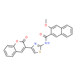 ChemSpider 2D Image | 3-Methoxy-N-[4-(2-oxo-2H-chromen-3-yl)-1,3-thiazol-2-yl]-2-naphthamide | C24H16N2O4S