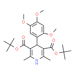 ChemSpider 2D Image | Bis(2-methyl-2-propanyl) 2,6-dimethyl-4-(2,4,5-trimethoxyphenyl)-1,4-dihydro-3,5-pyridinedicarboxylate | C26H37NO7