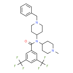 ChemSpider 2D Image | N-(1-Benzyl-4-piperidinyl)-N-(1-methyl-4-piperidinyl)-3,5-bis(trifluoromethyl)benzamide | C27H31F6N3O
