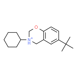 ChemSpider 2D Image | 3-Cyclohexyl-6-(2-methyl-2-propanyl)-3,4-dihydro-2H-1,3-benzoxazin-3-ium | C18H28NO