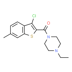 ChemSpider 2D Image | (3-Chloro-6-methyl-1-benzothiophen-2-yl)(4-ethyl-1-piperazinyl)methanone | C16H19ClN2OS