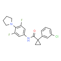 ChemSpider 2D Image | 1-(3-Chlorophenyl)-N-[3,5-difluoro-4-(1-pyrrolidinyl)phenyl]cyclopropanecarboxamide | C20H19ClF2N2O