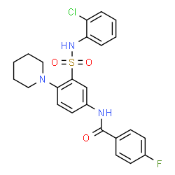 ChemSpider 2D Image | N-{3-[(2-Chlorophenyl)sulfamoyl]-4-(1-piperidinyl)phenyl}-4-fluorobenzamide | C24H23ClFN3O3S