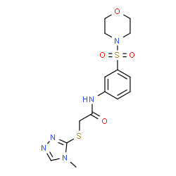 ChemSpider 2D Image | 2-[(4-Methyl-4H-1,2,4-triazol-3-yl)sulfanyl]-N-[3-(4-morpholinylsulfonyl)phenyl]acetamide | C15H19N5O4S2