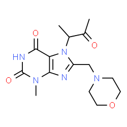 ChemSpider 2D Image | 3-Methyl-8-(4-morpholinylmethyl)-7-(3-oxo-2-butanyl)-3,7-dihydro-1H-purine-2,6-dione | C15H21N5O4
