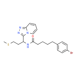 ChemSpider 2D Image | 5-(4-Bromophenyl)-N-[3-(methylsulfanyl)-1-([1,2,4]triazolo[4,3-a]pyridin-3-yl)propyl]pentanamide | C21H25BrN4OS