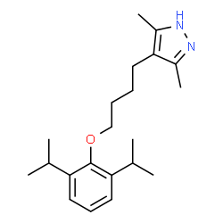 ChemSpider 2D Image | 4-[4-(2,6-Diisopropylphenoxy)butyl]-3,5-dimethyl-1H-pyrazole | C21H32N2O