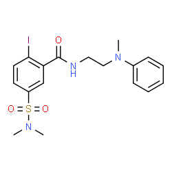ChemSpider 2D Image | 5-(Dimethylsulfamoyl)-2-iodo-N-{2-[methyl(phenyl)amino]ethyl}benzamide | C18H22IN3O3S