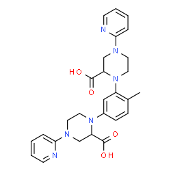 ChemSpider 2D Image | 1,1'-(4-Methyl-1,3-phenylene)bis[4-(2-pyridinyl)-2-piperazinecarboxylic acid] | C27H30N6O4