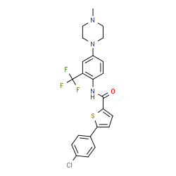 ChemSpider 2D Image | 5-(4-Chlorophenyl)-N-[4-(4-methyl-1-piperazinyl)-2-(trifluoromethyl)phenyl]-2-thiophenecarboxamide | C23H21ClF3N3OS