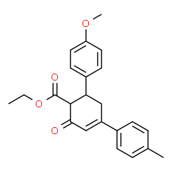 ChemSpider 2D Image | Ethyl 6-(4-methoxyphenyl)-4-(4-methylphenyl)-2-oxo-3-cyclohexene-1-carboxylate | C23H24O4